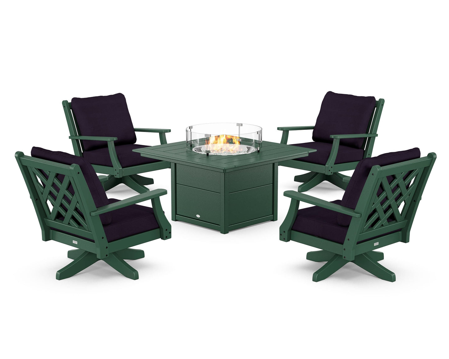 Wovendale 5-Piece Deep Seating Swivel Conversation Set with Fire Pit Table