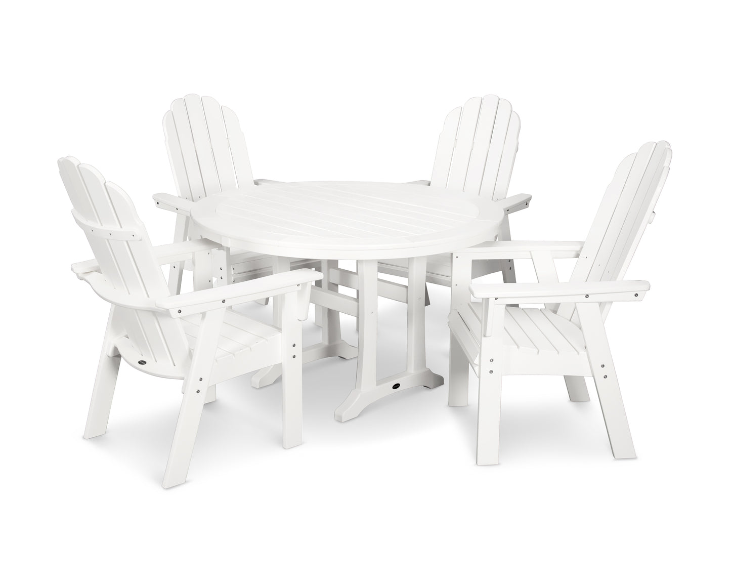 Vineyard Curveback Adirondack 5-Piece Nautical Trestle Dining Set