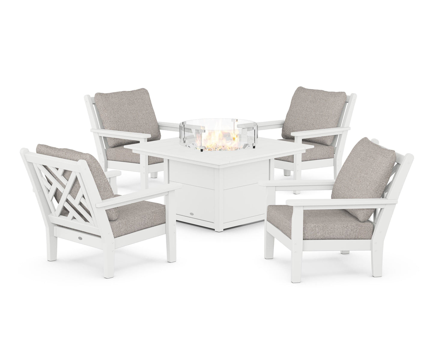 Chippendale 5-Piece Deep Seating Set with Fire Pit Table