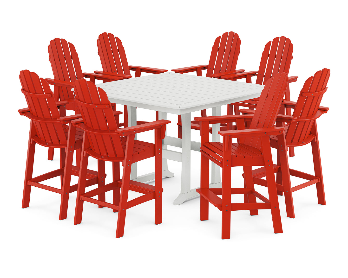 Vineyard Curveback Adirondack 9-Piece Trestle Bar Set