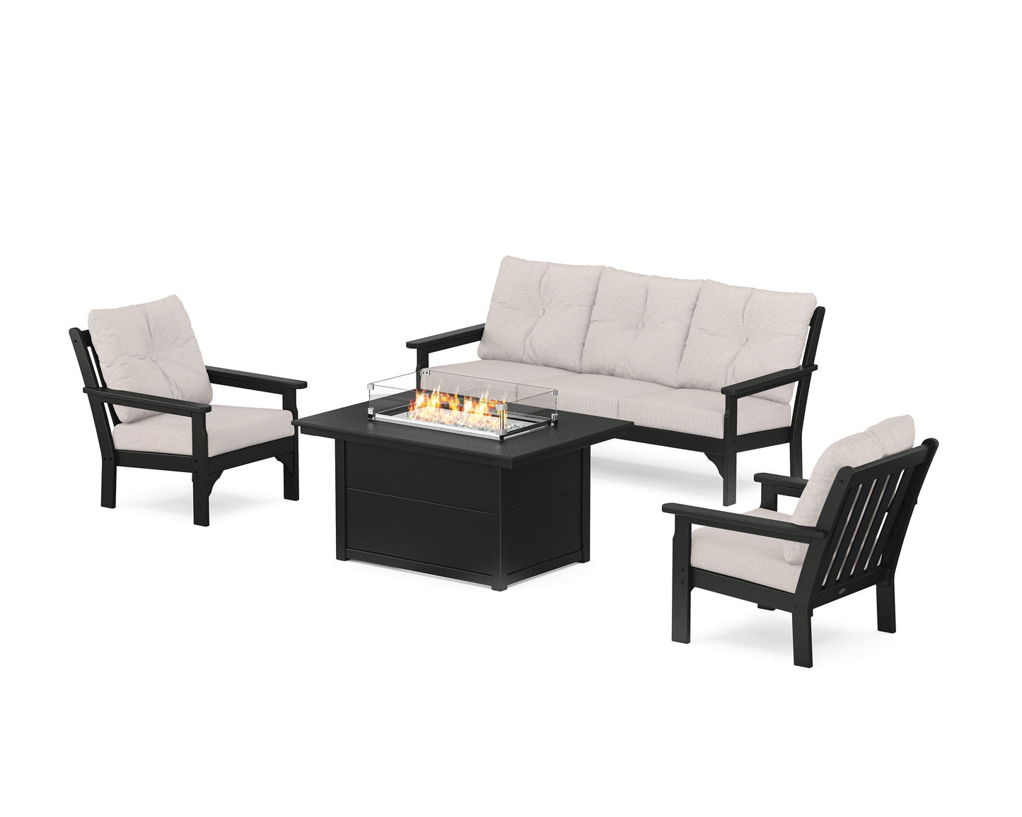 Vineyard Deep Seating Fire Pit Table Set