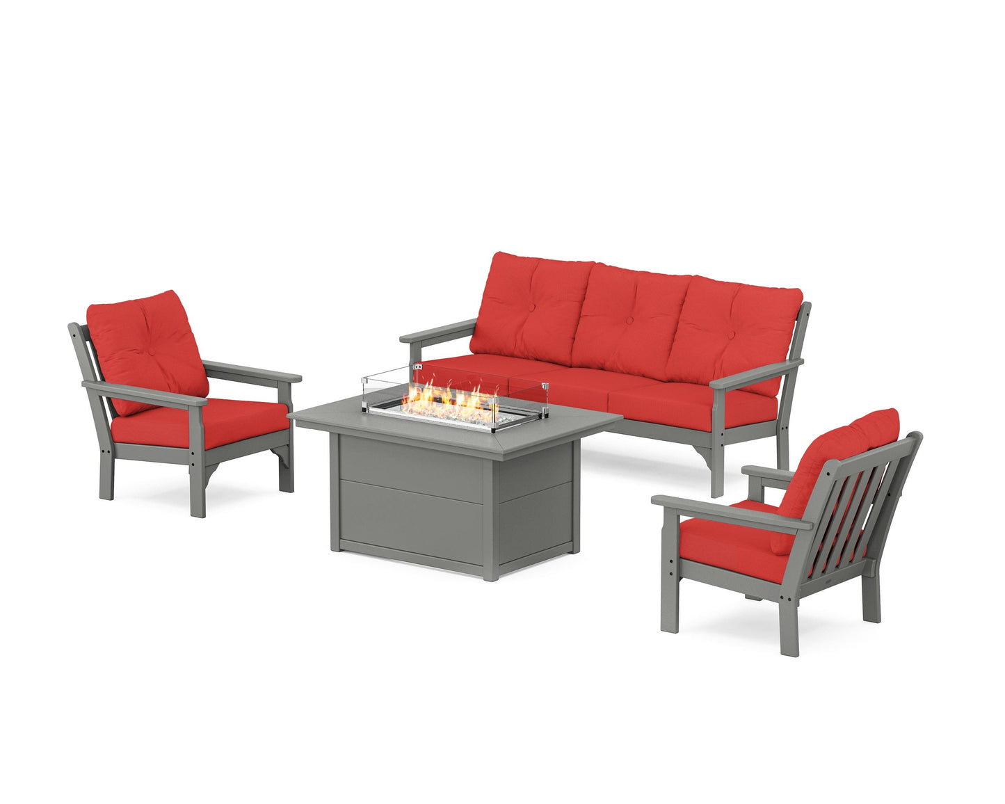 Vineyard Deep Seating Fire Pit Table Set