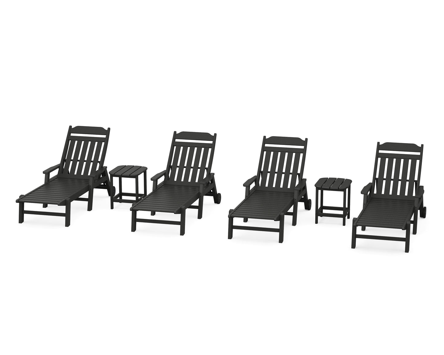 Cottage 6-Piece Chaise Set with Arms and Wheels