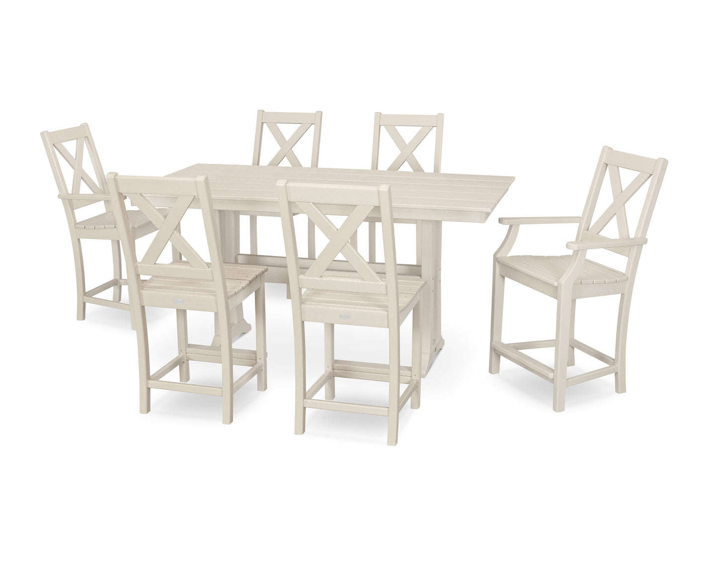 Braxton 7-Piece Farmhouse Trestle Counter Set