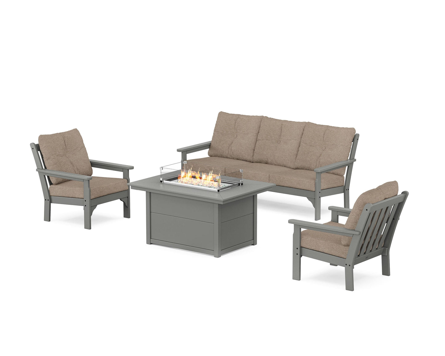 Vineyard Deep Seating Fire Pit Table Set