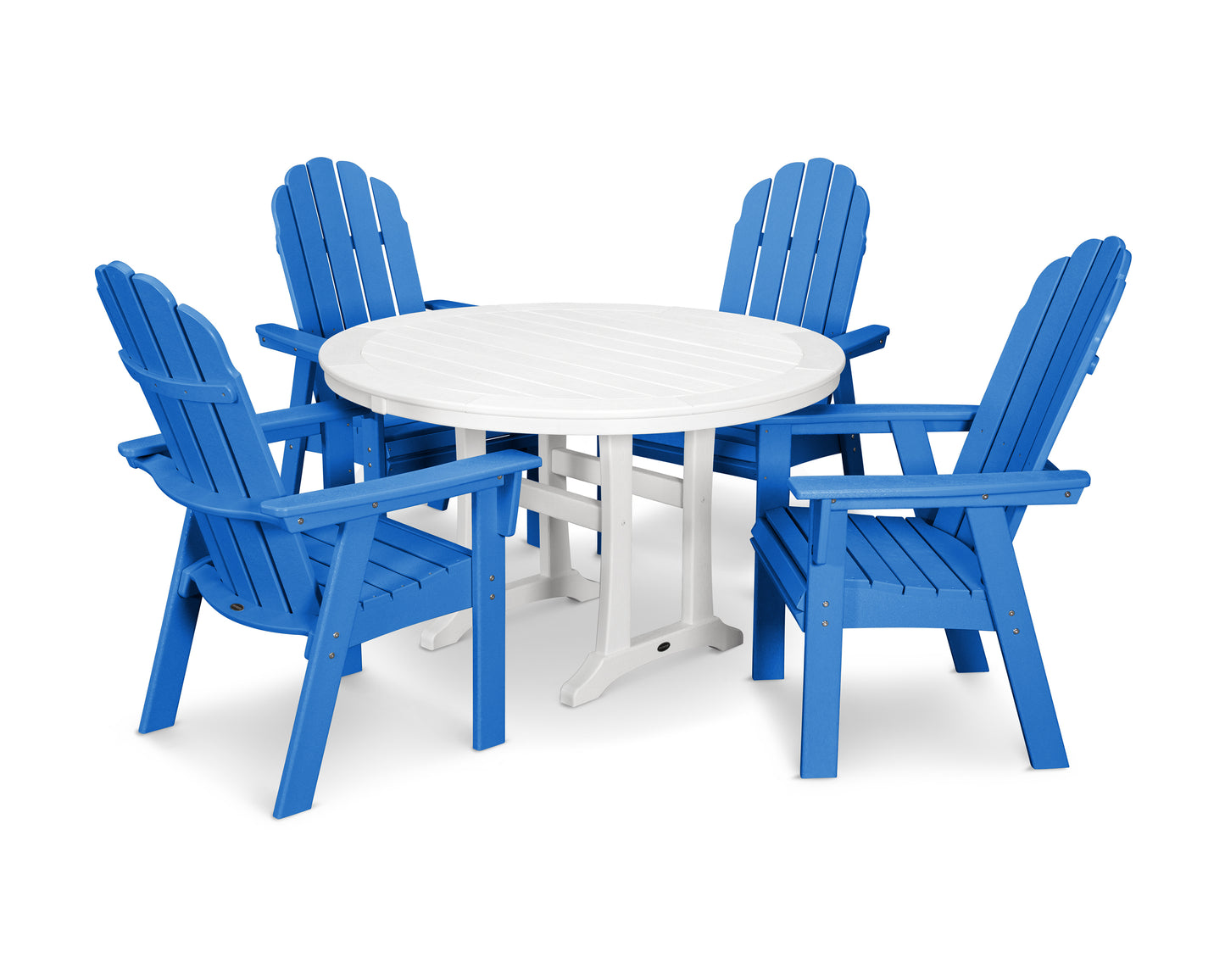 Vineyard Curveback Adirondack 5-Piece Nautical Trestle Dining Set