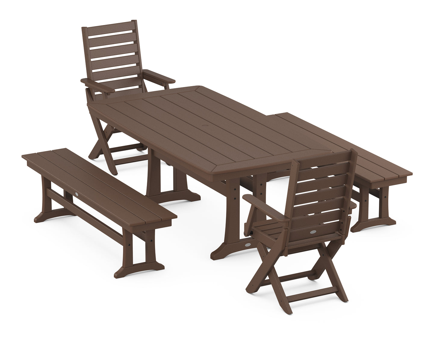Captain Folding Chair 5-Piece Dining Set with Trestle Legs