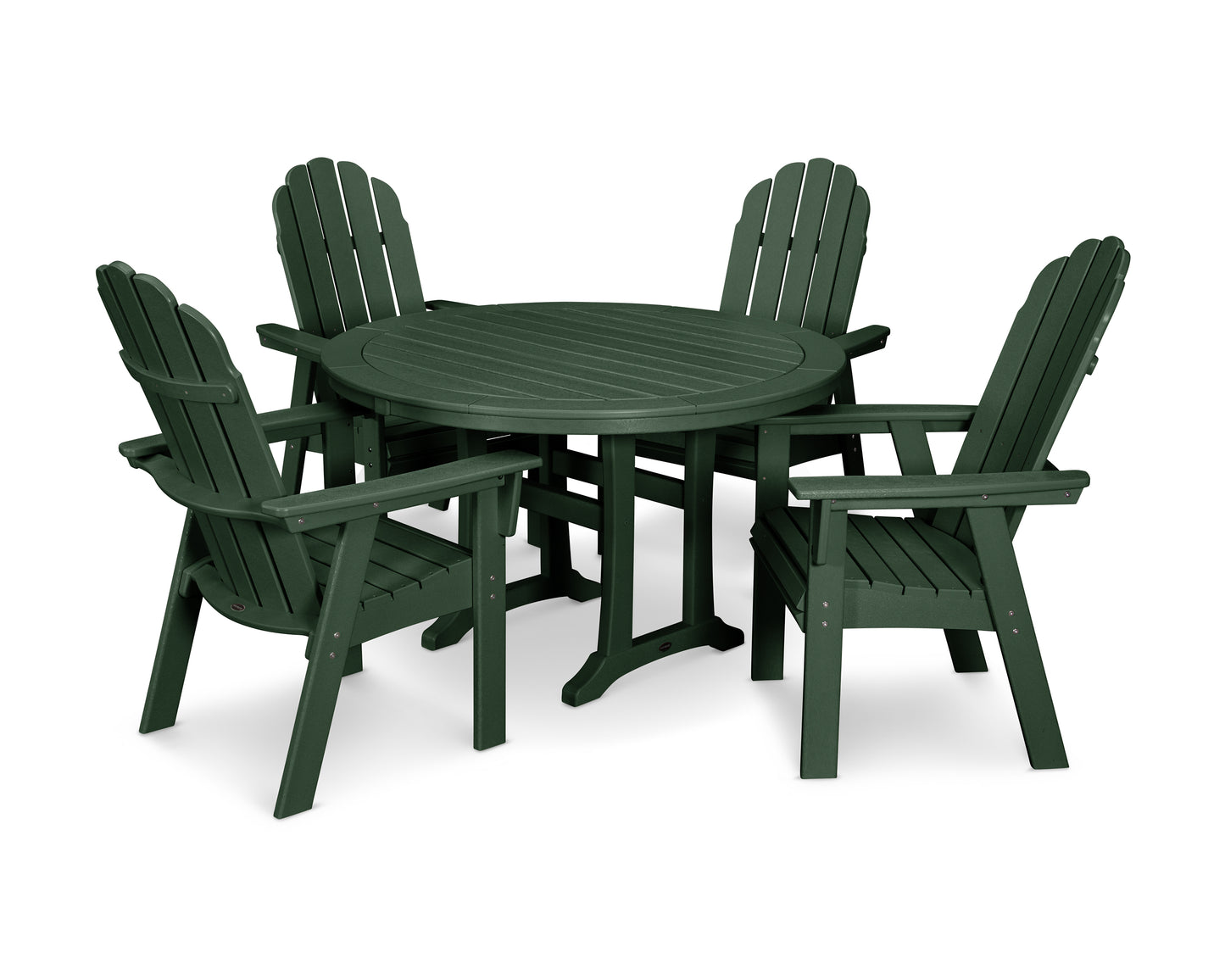 Vineyard Curveback Adirondack 5-Piece Nautical Trestle Dining Set