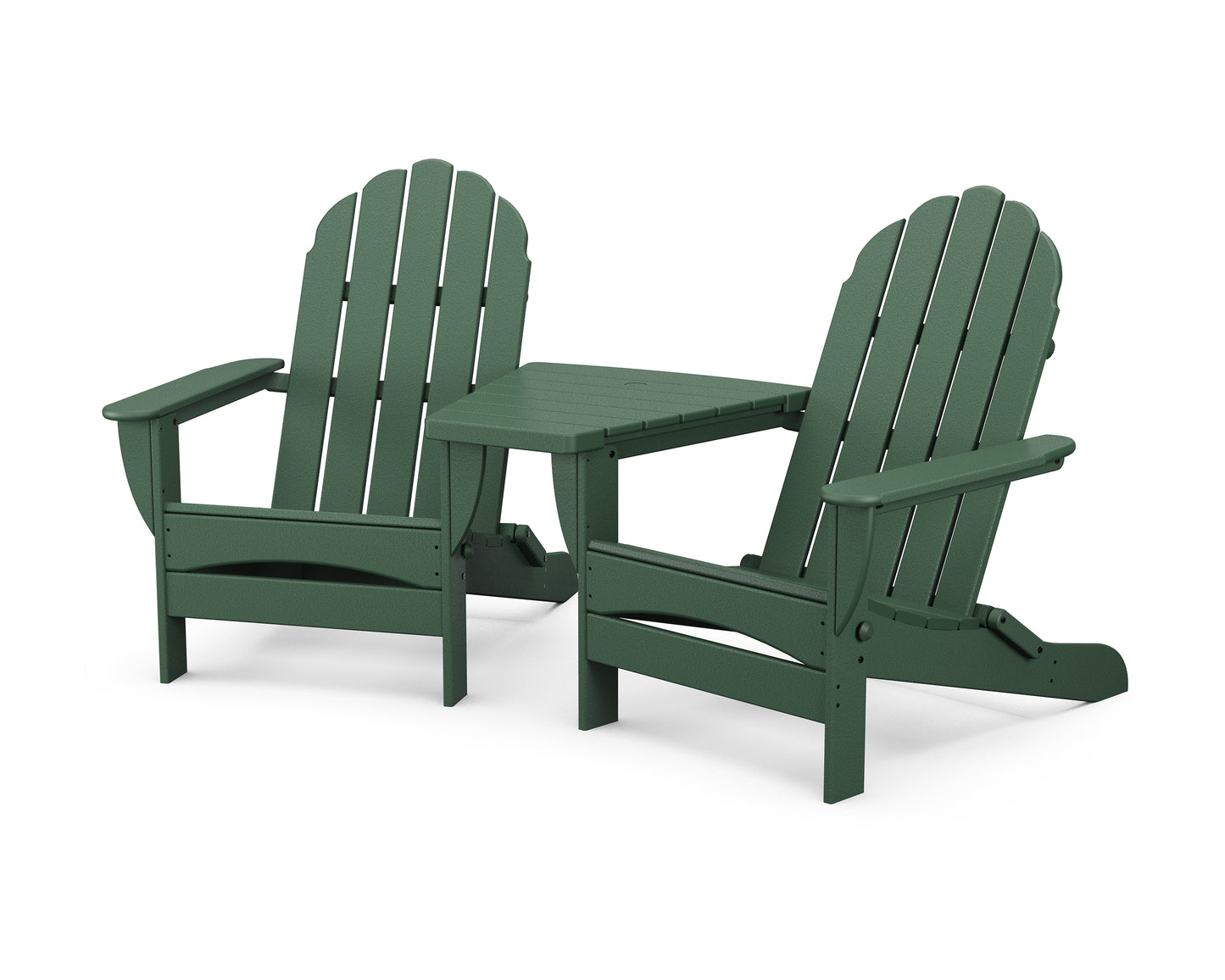 Classic Oversized Adirondacks with Angled Connecting Table