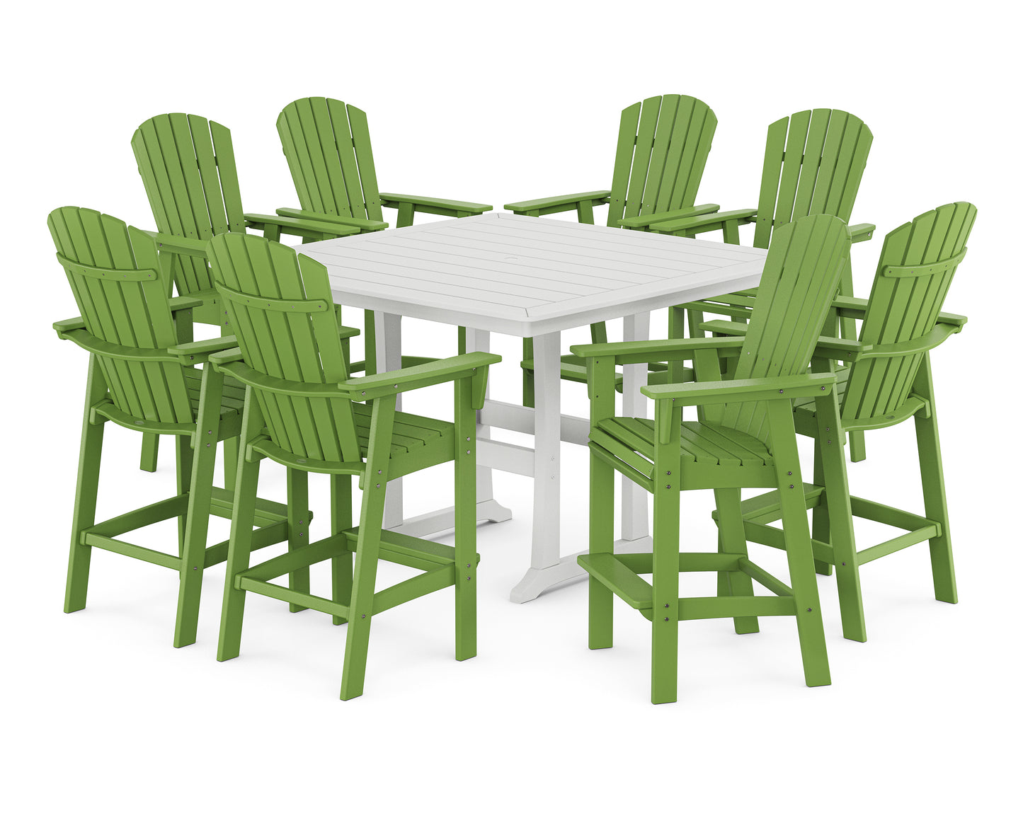 Nautical Curveback Adirondack 9-Piece Trestle Bar Set