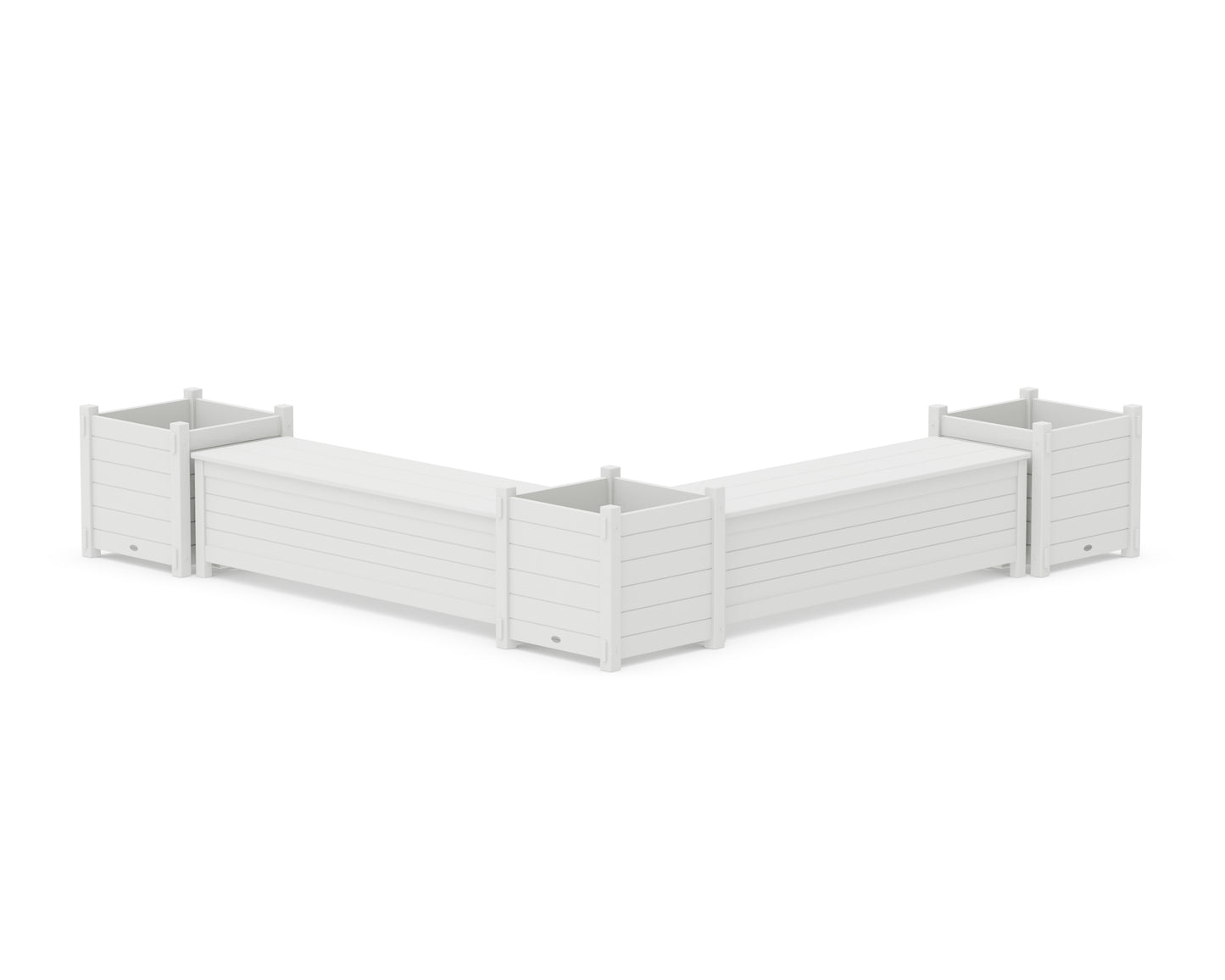 60" Nautical L- Shaped Planter Storage Bench Corner Set- Large