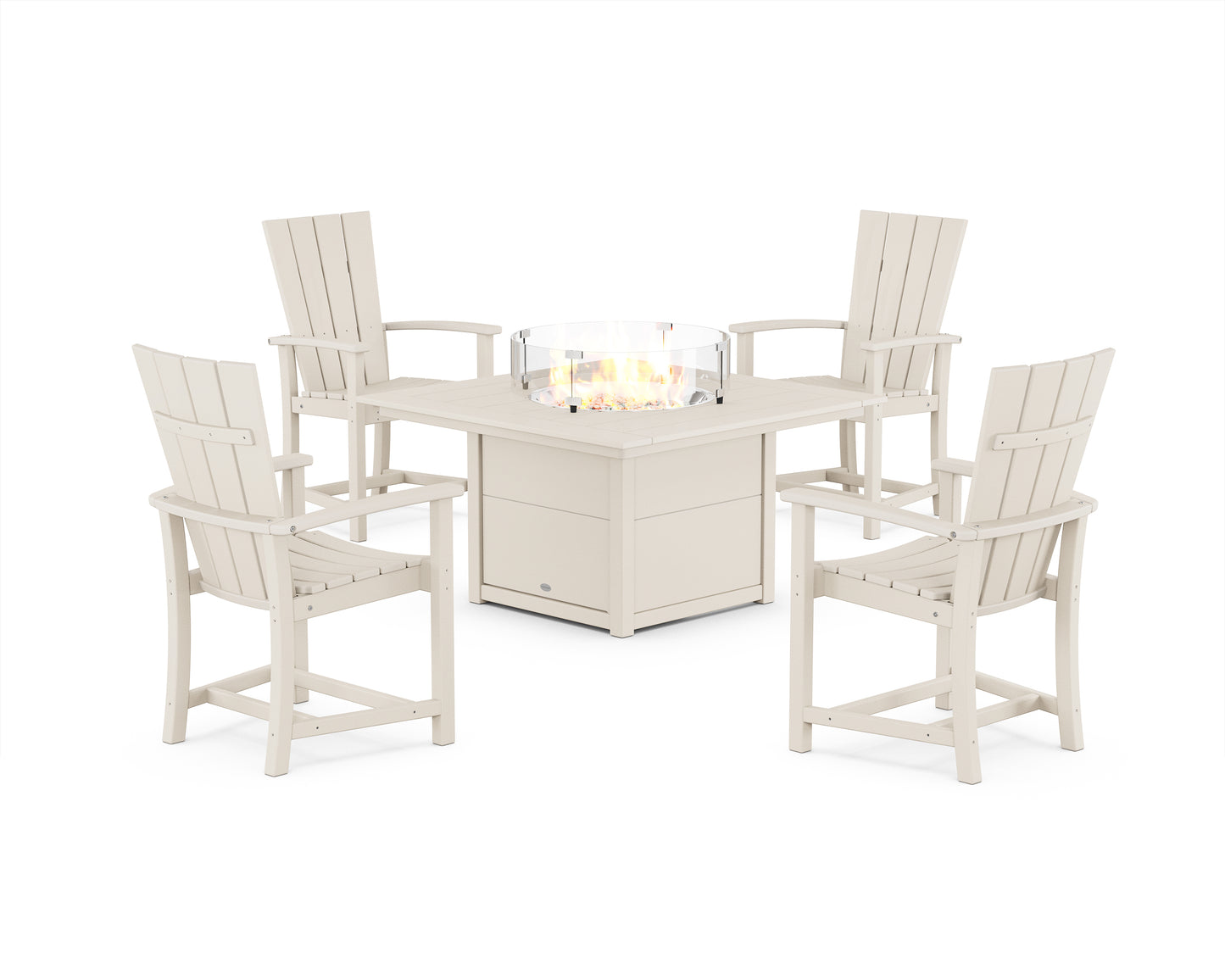 Quattro 4-Piece Upright Adirondack Conversation Set with Fire Pit Table