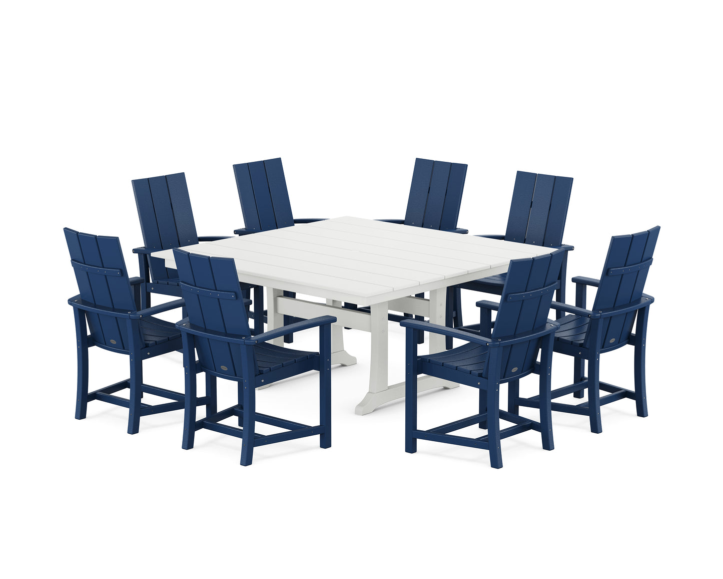 Modern Adirondack 9-Piece Farmhouse Trestle Dining Set