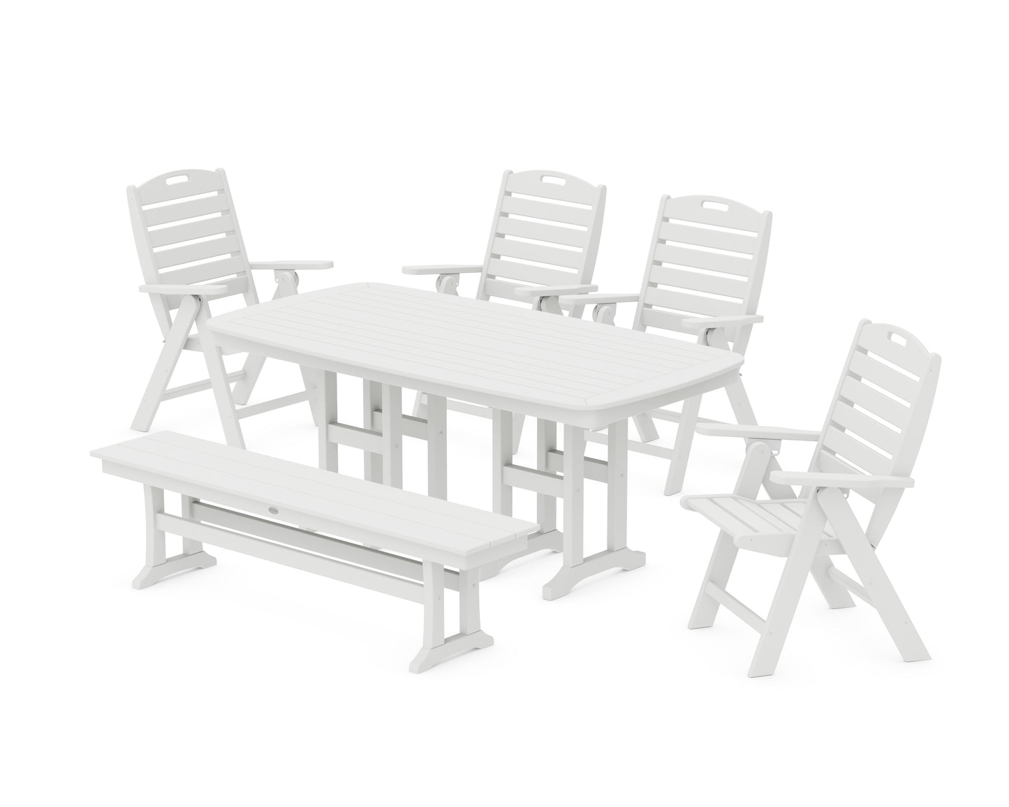 Nautical Highback 6-Piece Dining Set with Bench