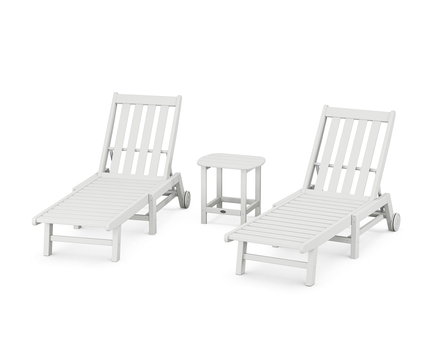 Vineyard 3-Piece Chaise with Wheels Set