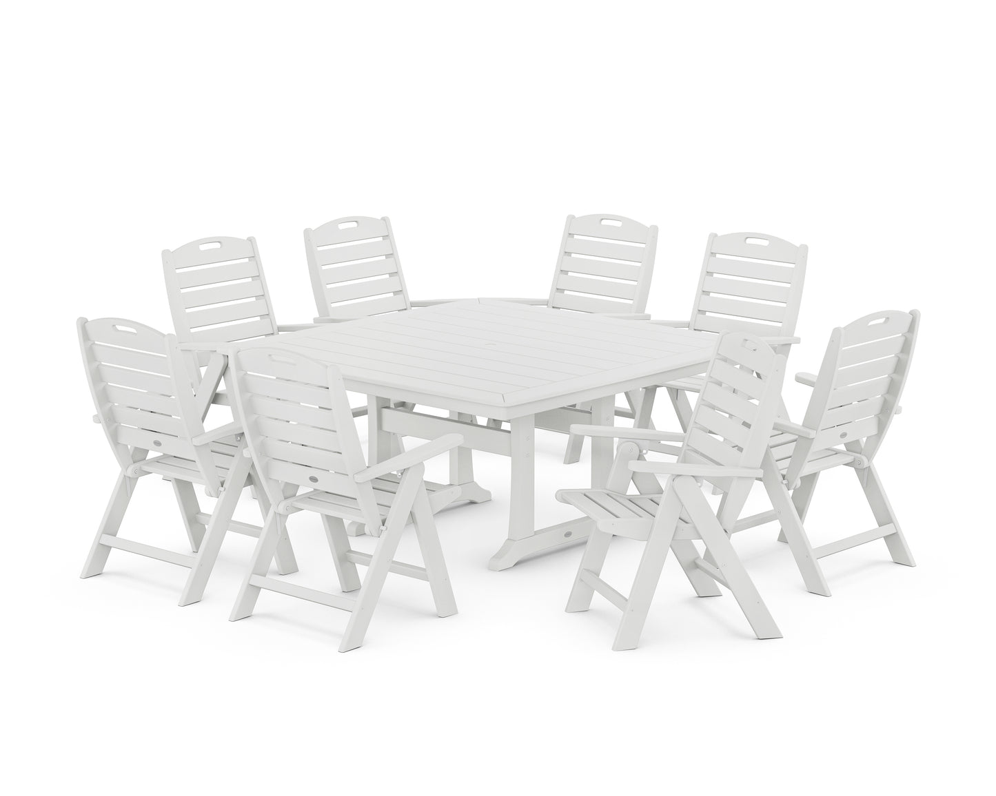 Nautical Highback 9-Piece Square Dining Set with Trestle Legs