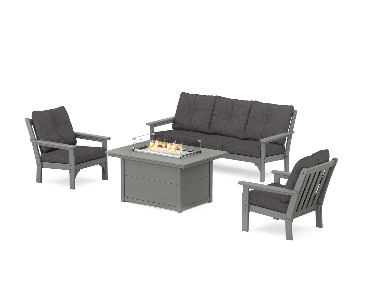 Vineyard Deep Seating Fire Pit Table Set