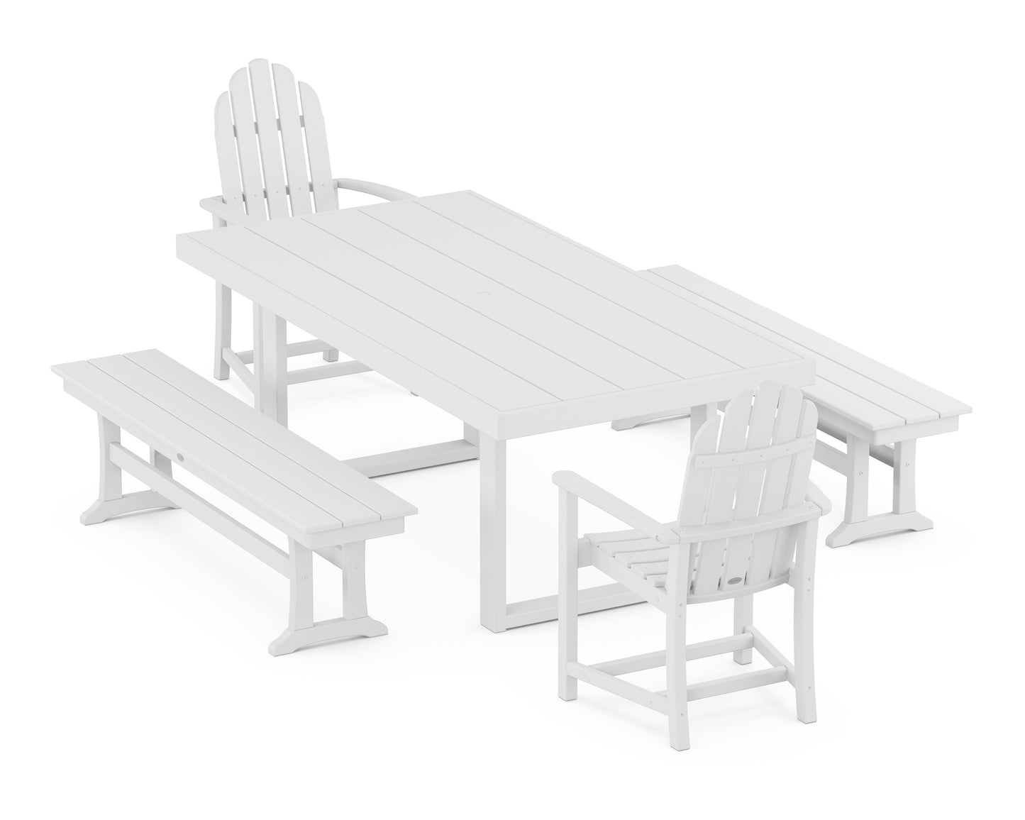 Classic Adirondack 5-Piece Dining Set with Benches