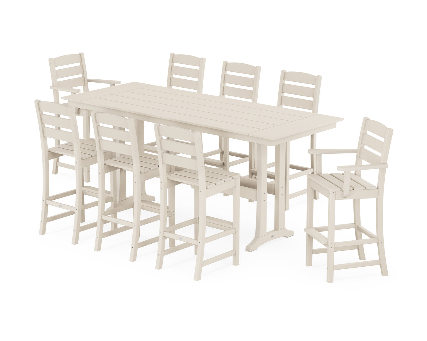 Lakeside 9-Piece Farmhouse Bar Set with Trestle Legs
