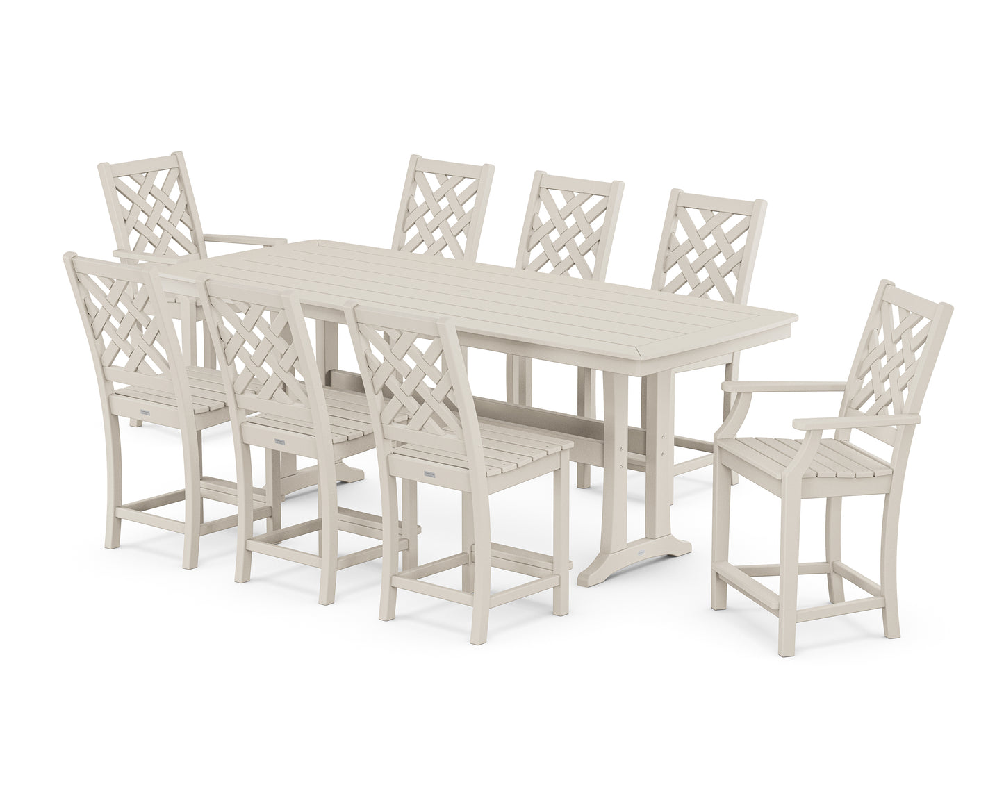 Wovendale 9-Piece Counter Set with Trestle Legs