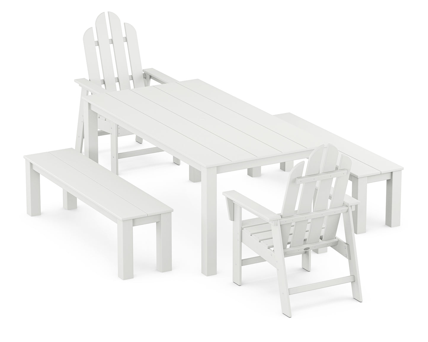 Long Island 5-Piece Parsons Dining Set with Benches