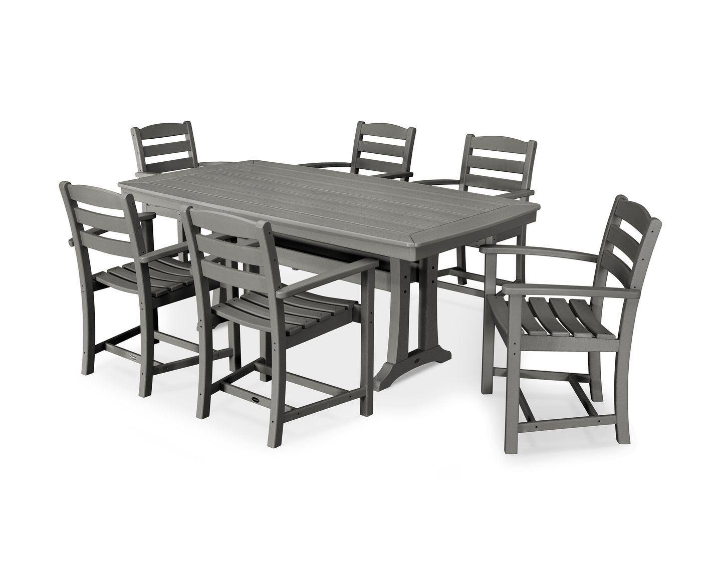 La Casa Caf‚ 7-Piece Arm Chair Dining Set with Trestle Legs