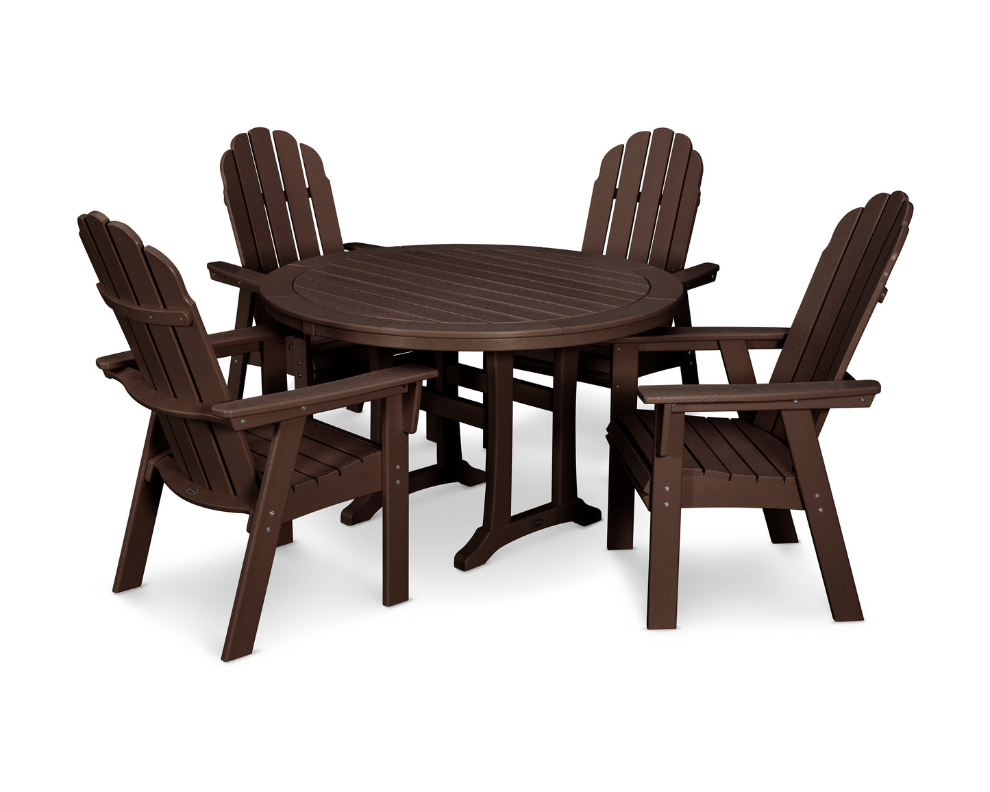 Vineyard Curveback Adirondack 5-Piece Nautical Trestle Dining Set