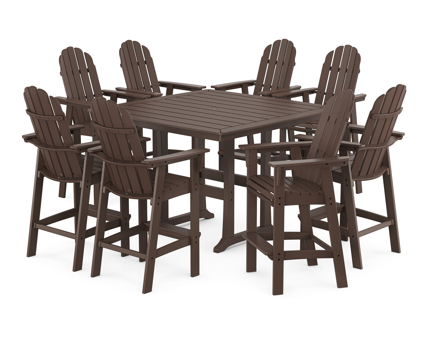 Vineyard Curveback Adirondack 9-Piece Trestle Bar Set