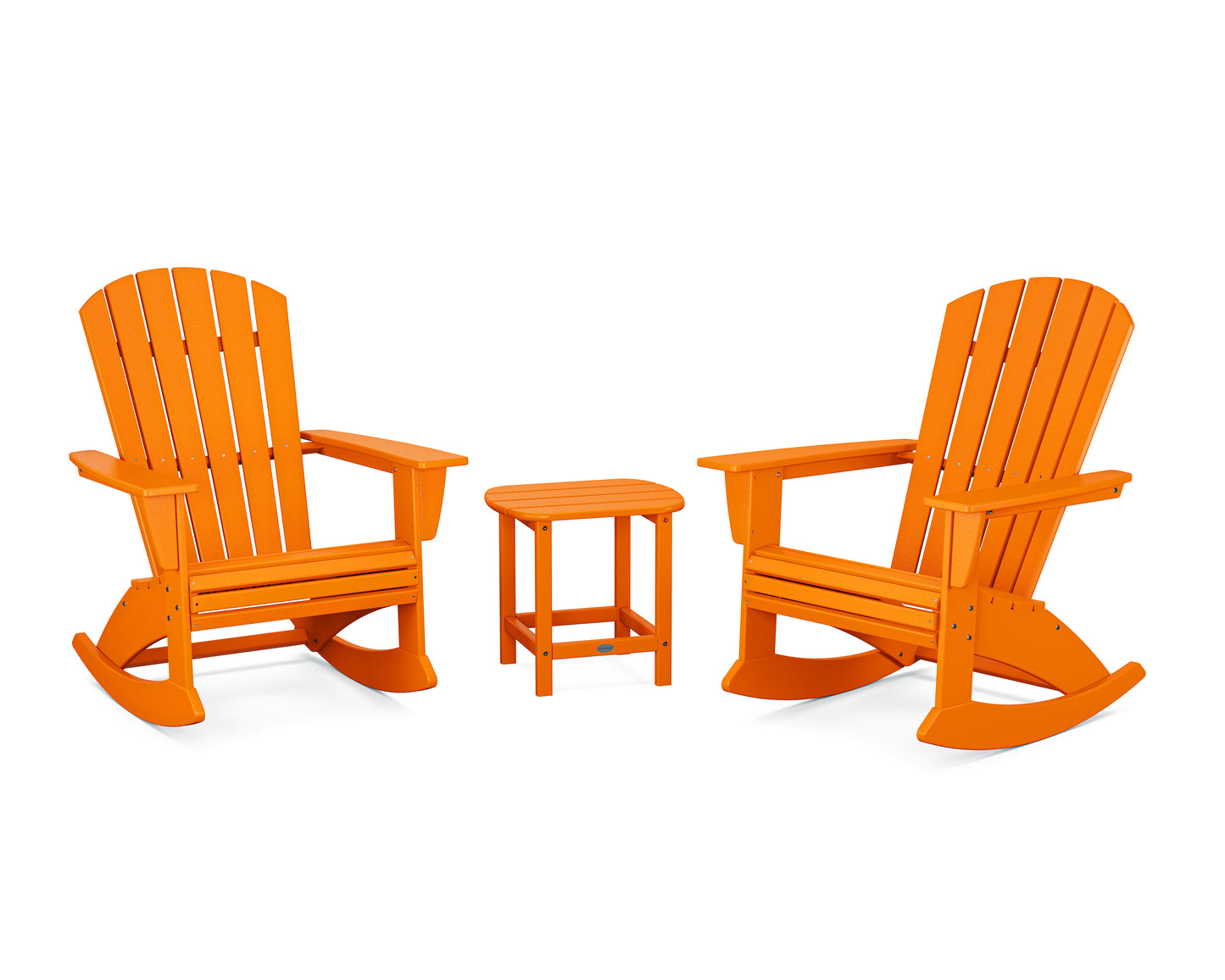 Nautical Curveback 3-Piece Adirondack Rocking Chair Set