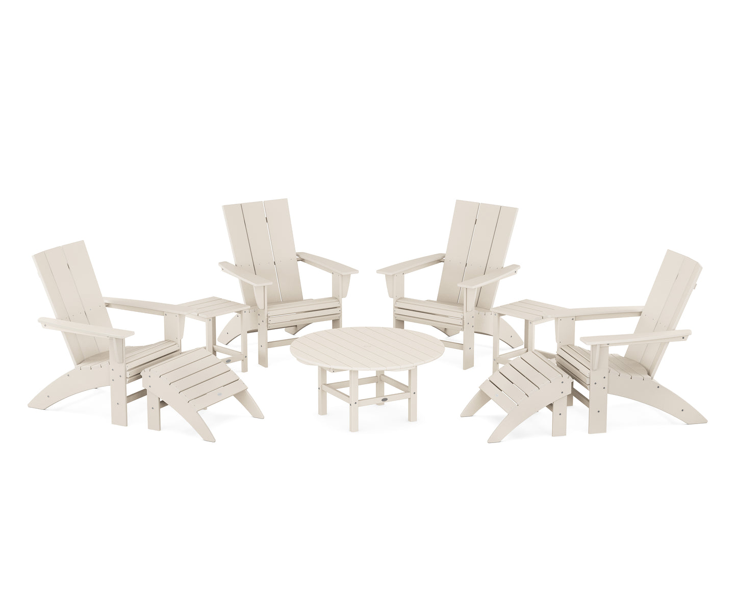 Modern Curveback Adirondack Chair 9-Piece Conversation Set