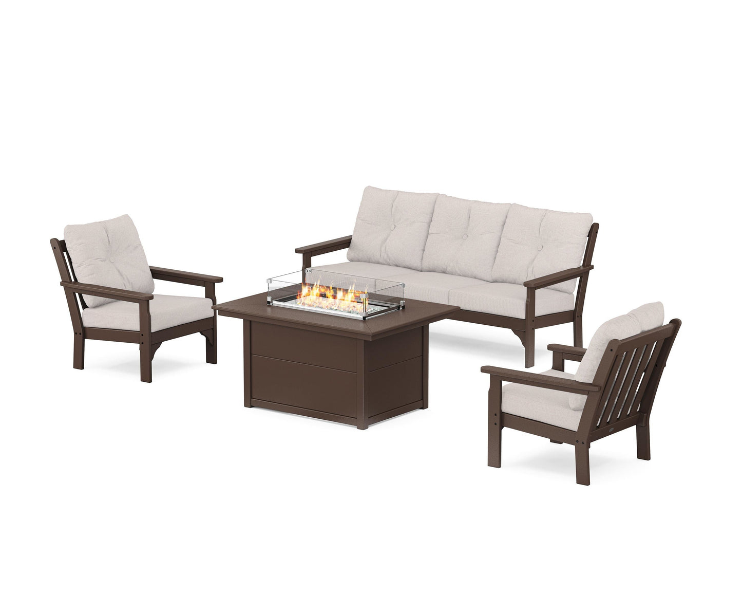 Vineyard Deep Seating Fire Pit Table Set