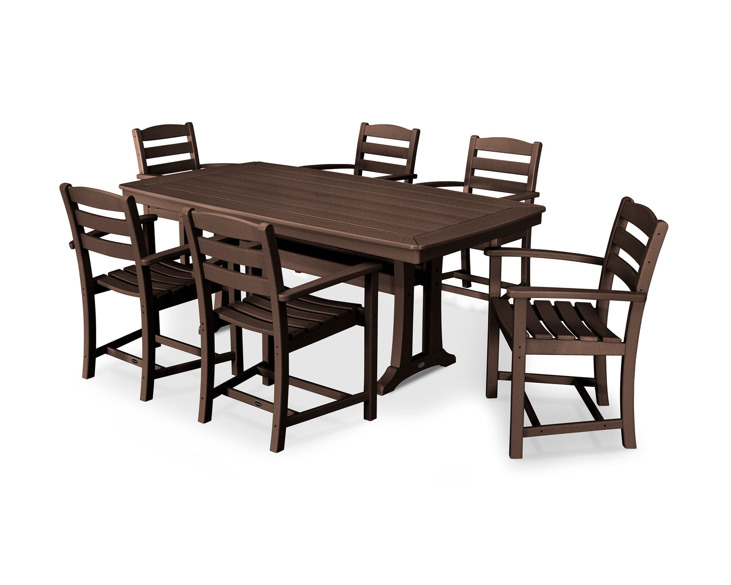 La Casa Caf‚ 7-Piece Arm Chair Dining Set with Trestle Legs