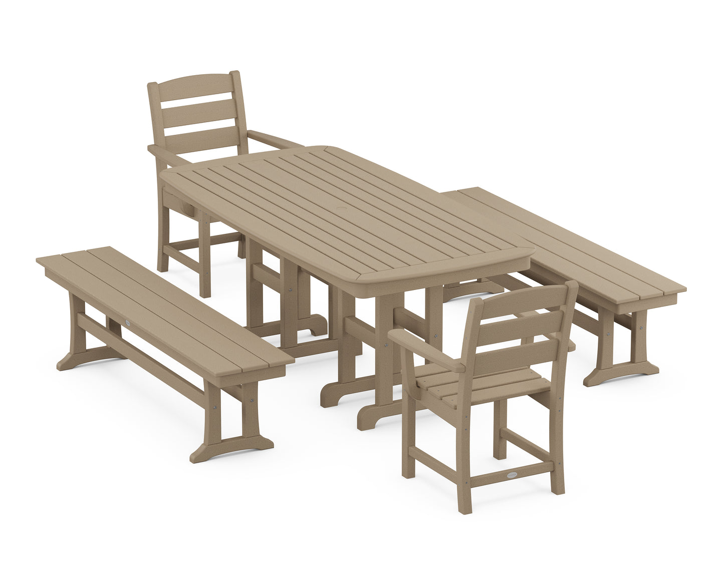 Lakeside 5-Piece Dining Set with Benches