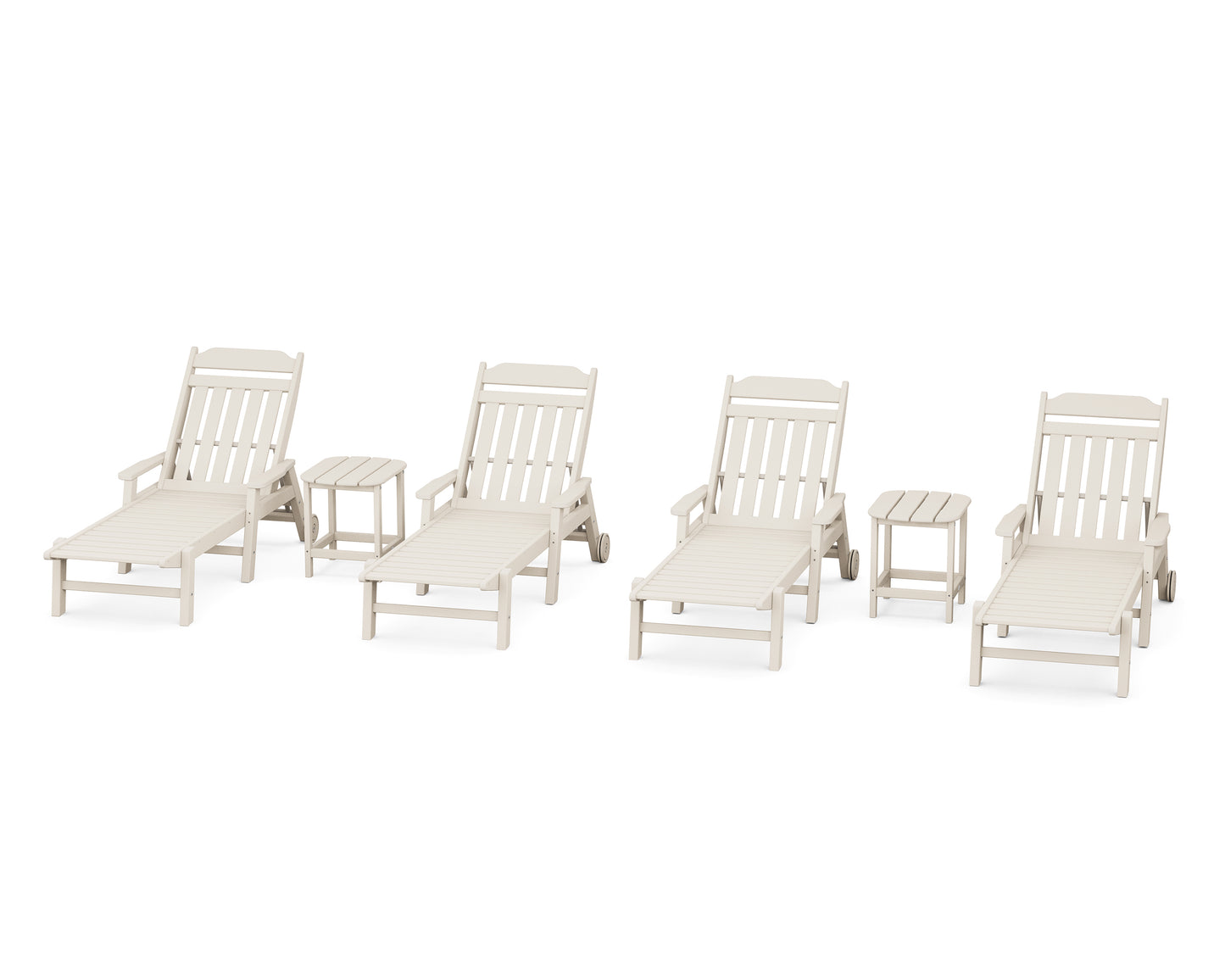Cottage 6-Piece Chaise Set with Arms and Wheels