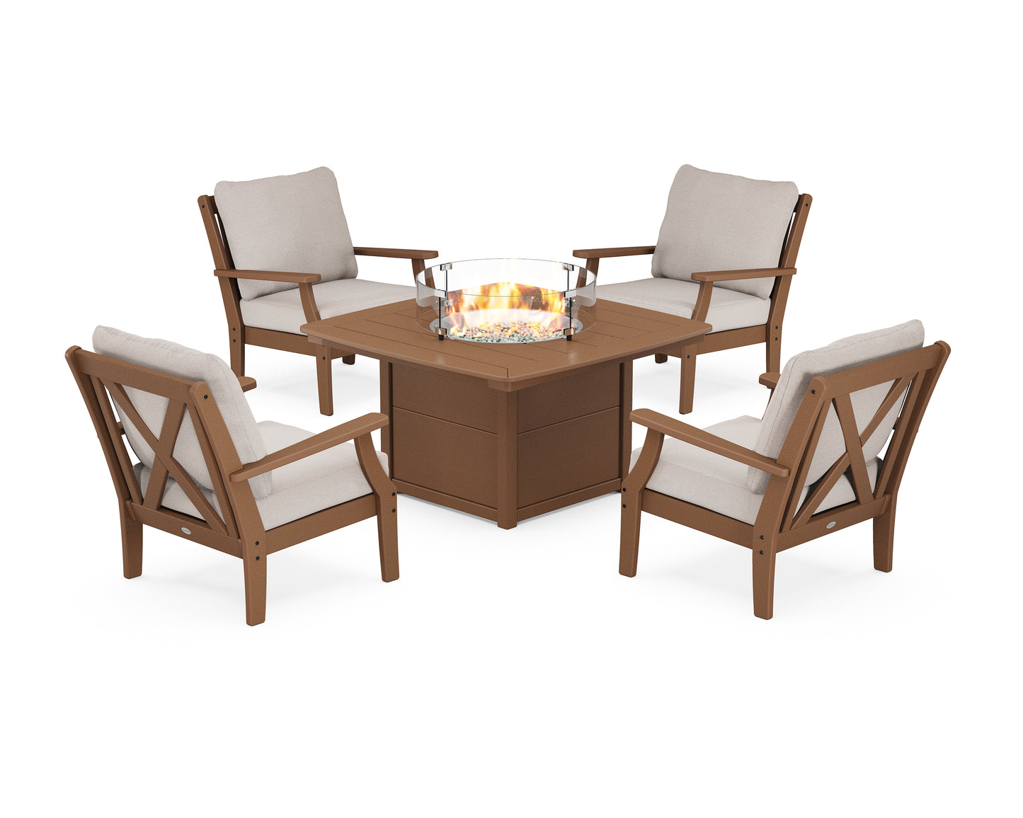 Braxton 5-Piece Deep Seating Conversation Set with Fire Pit Table