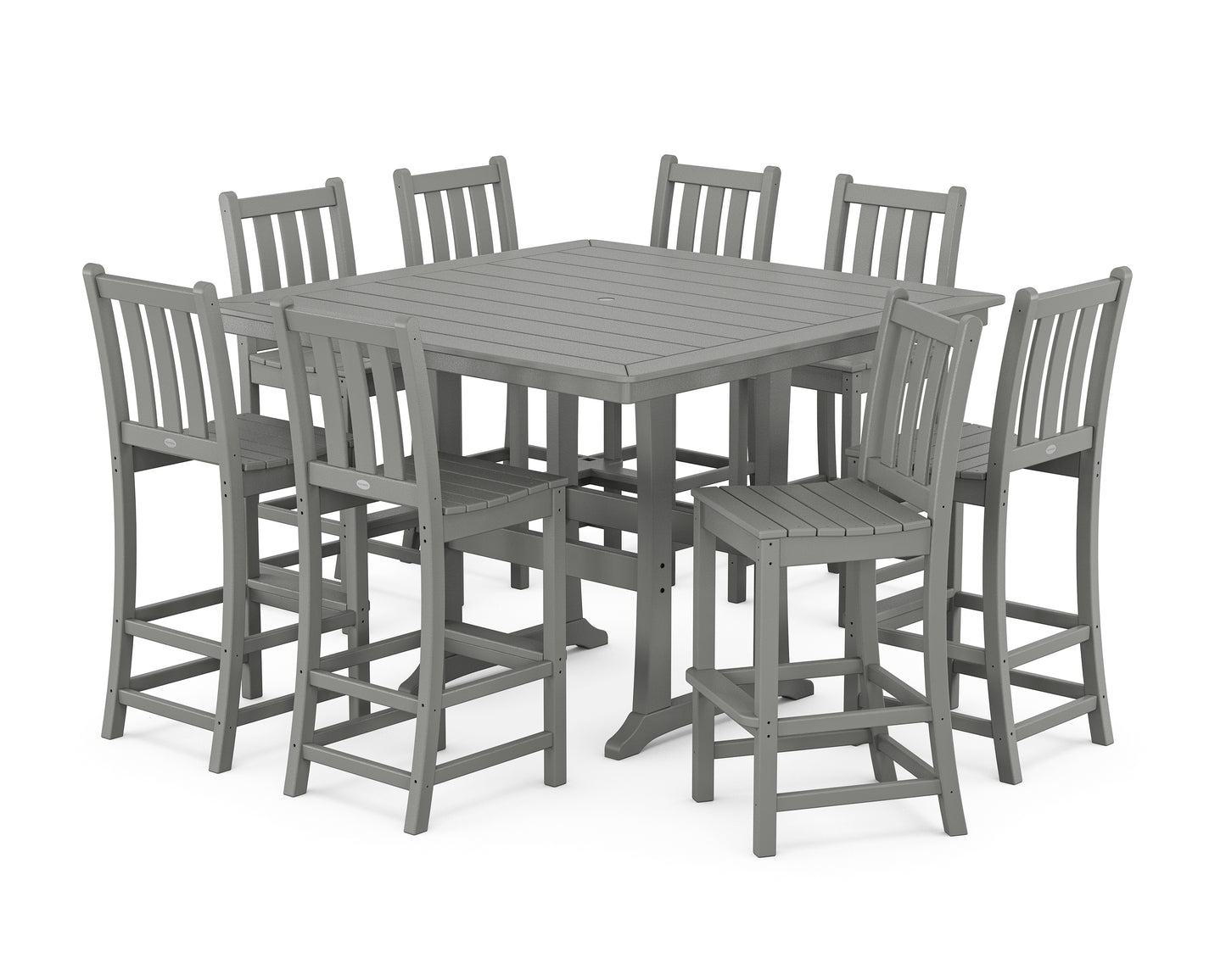 Traditional Garden 9-Piece Nautical Trestle Bar Set