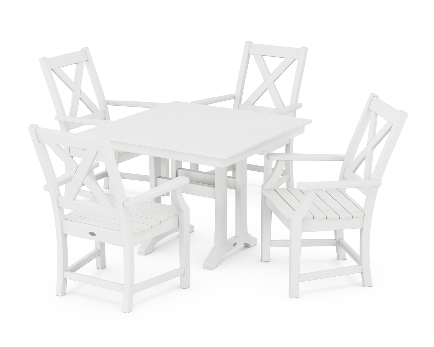 Braxton 5-Piece Farmhouse Dining Set With Trestle Legs