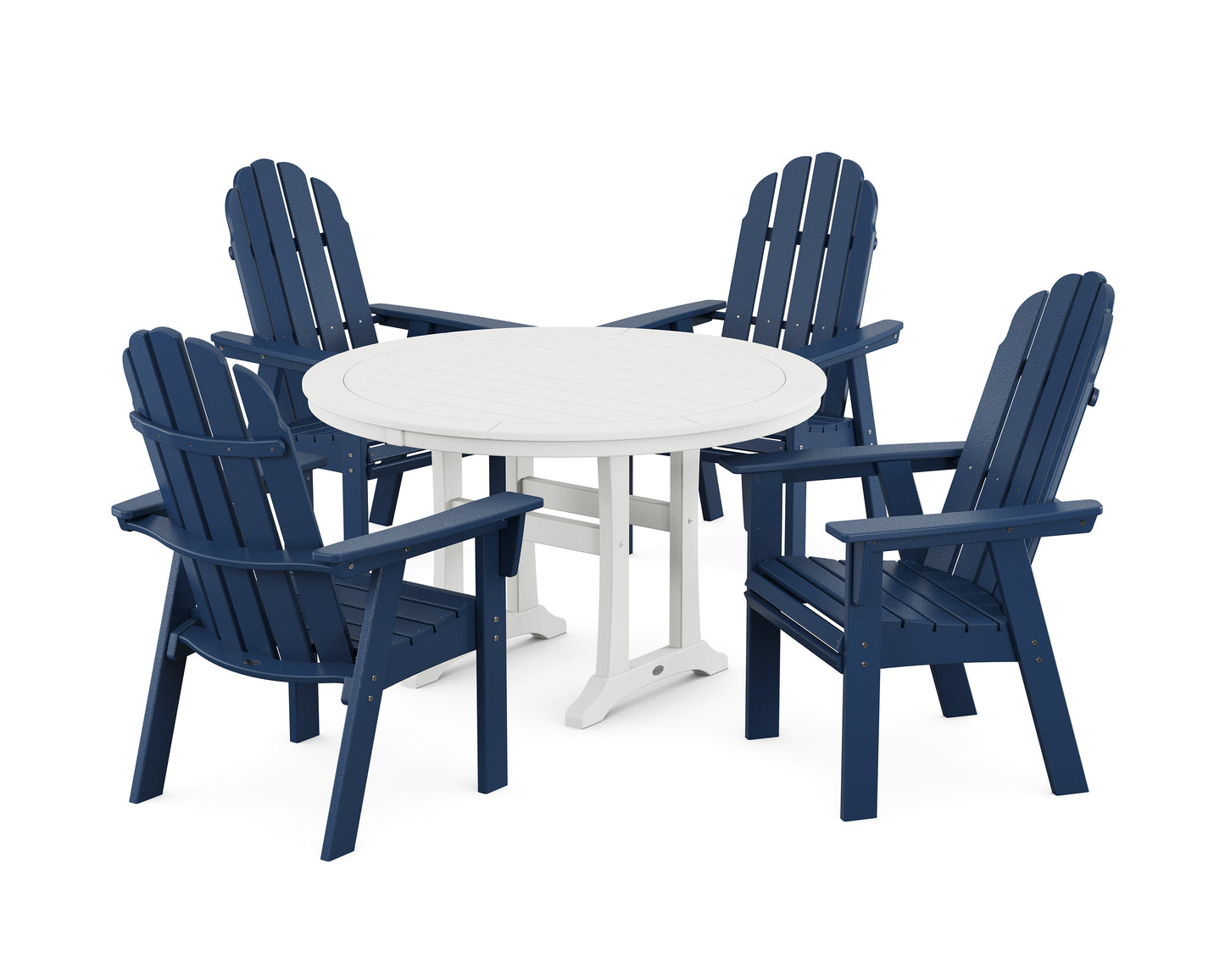 Vineyard Curveback Adirondack 5-Piece Nautical Trestle Dining Set