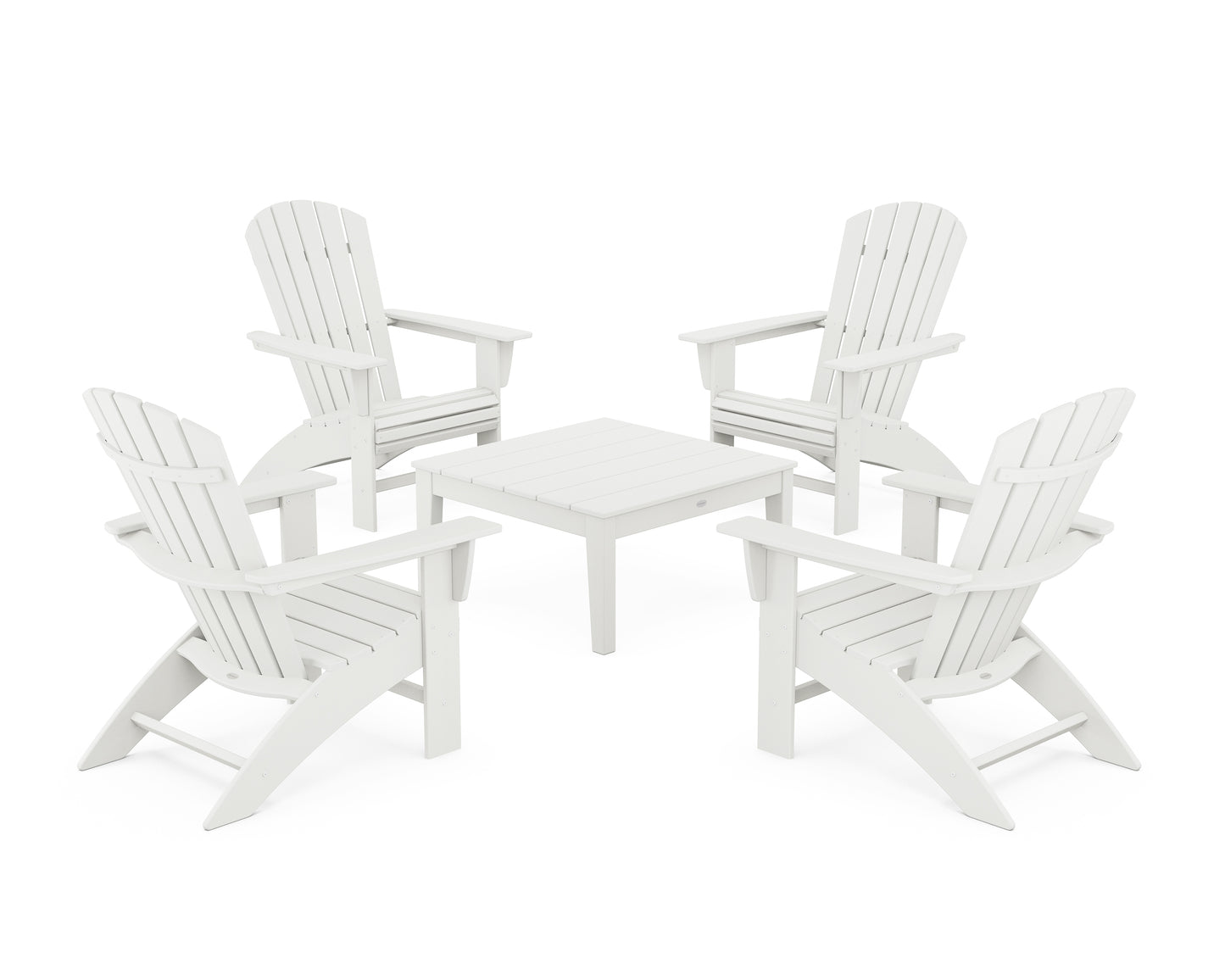5-Piece Nautical Curveback Adirondack Chair Conversation Set with 36" Conversation Table