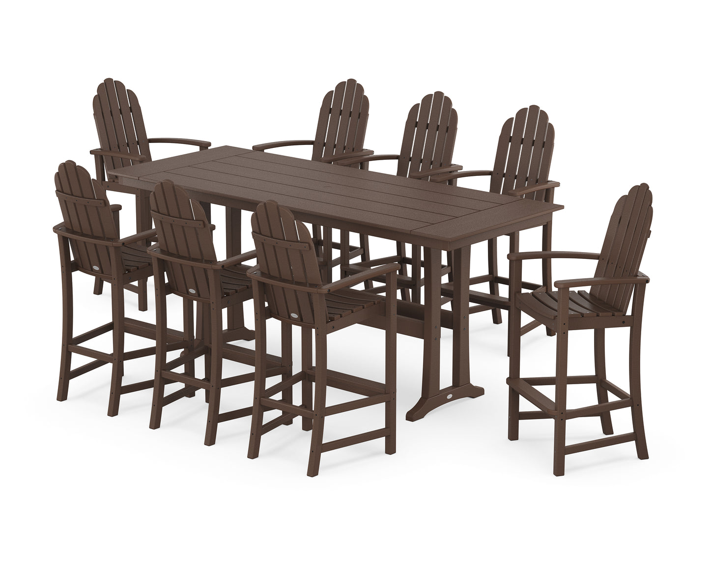 Classic Adirondack 9-Piece Farmhouse Bar Set with Trestle Legs