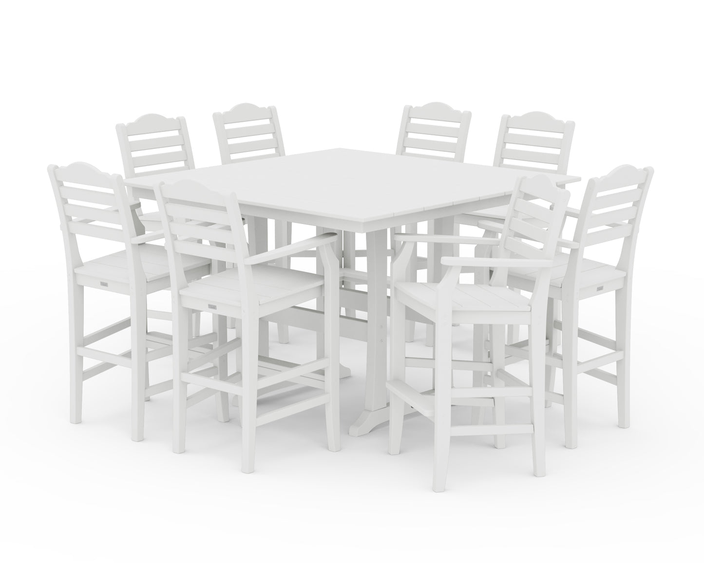 Savannah 9-Piece Square Farmhouse Bar Set with Trestle Legs