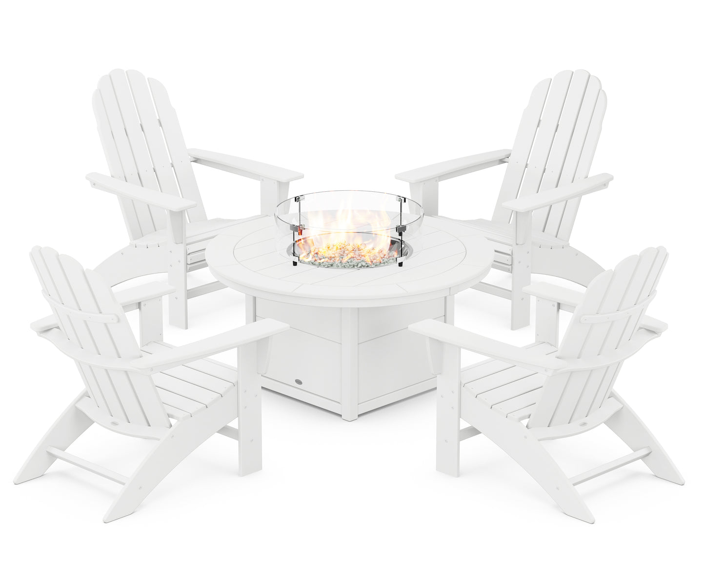 Vineyard Curveback Adirondack 5-Piece Conversation Set with Fire Pit Table