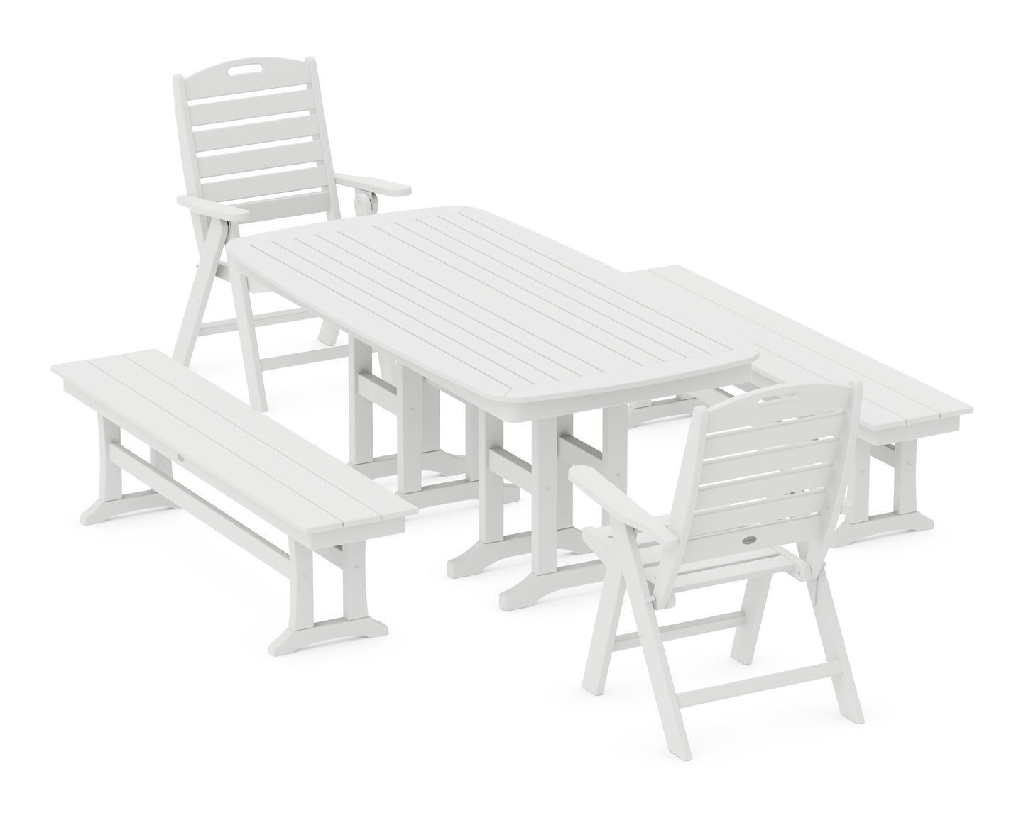 Nautical Highback 5-Piece Dining Set with Benches
