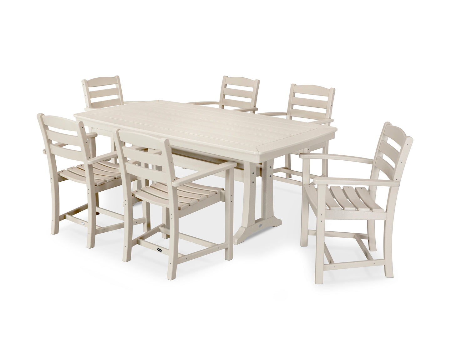 La Casa Caf‚ 7-Piece Arm Chair Dining Set with Trestle Legs