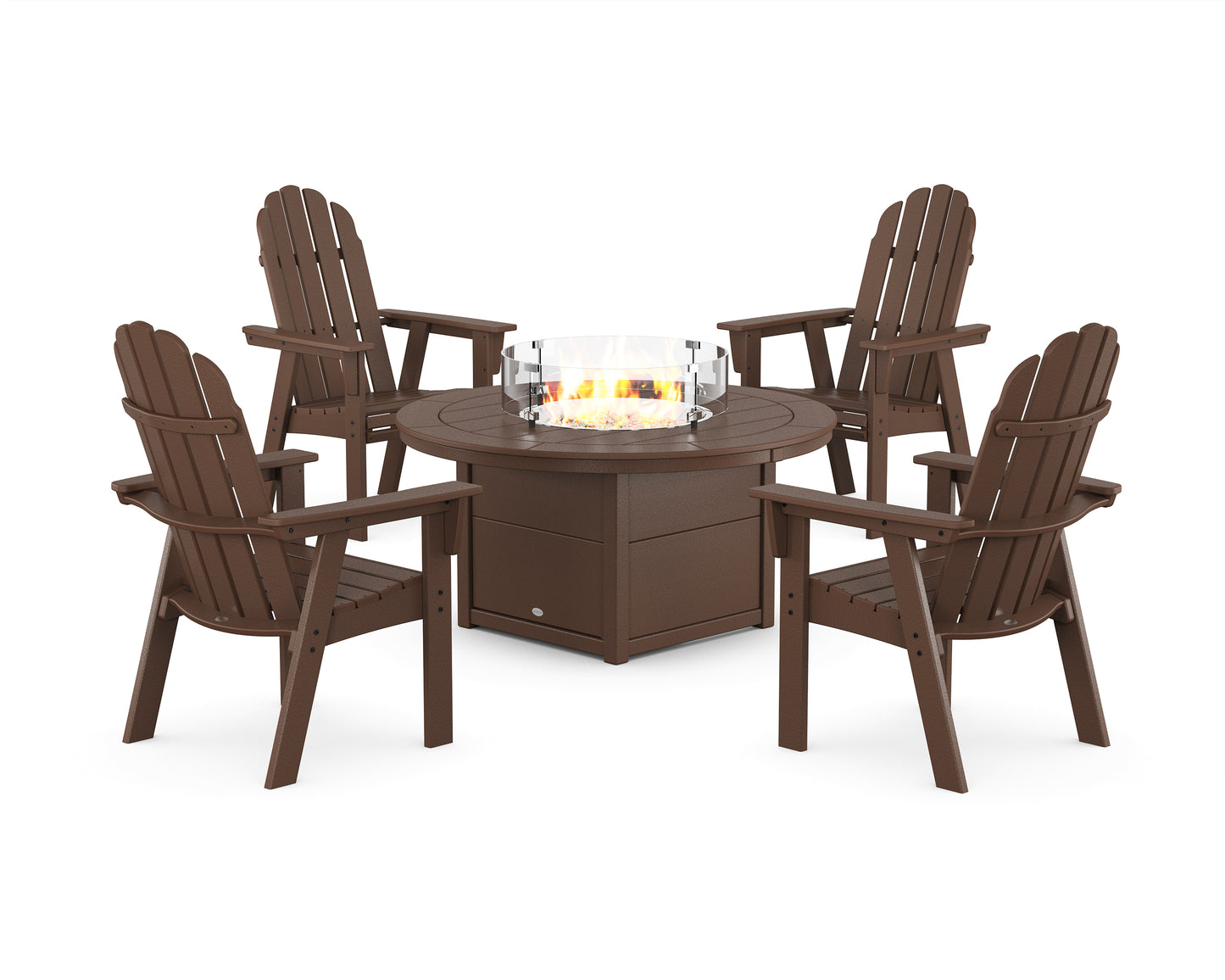 Vineyard 4-Piece Curveback Upright Adirondack Conversation Set with Fire Pit Table