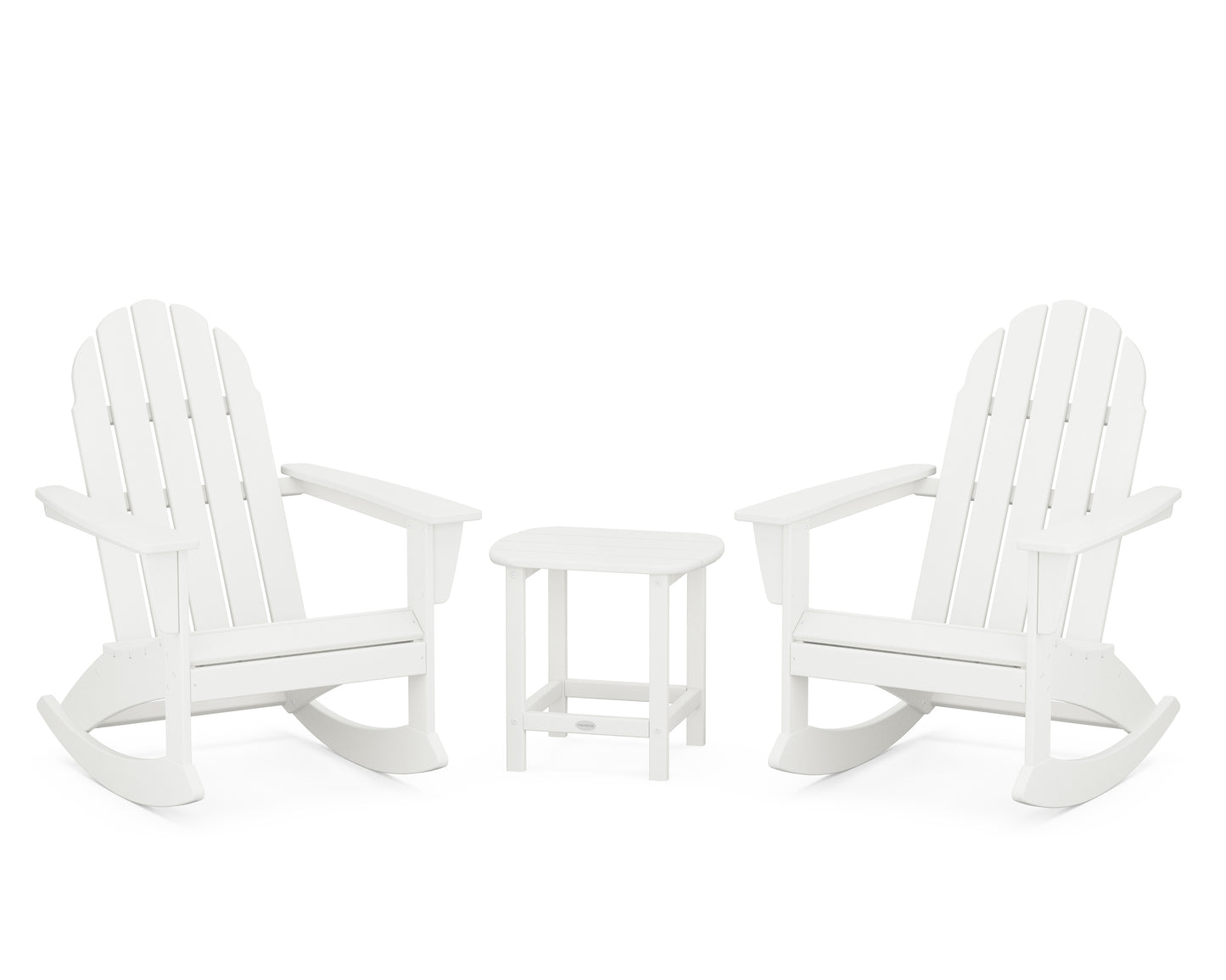 Vineyard 3-Piece Adirondack Rocking Chair Set with South Beach 18" Side Table