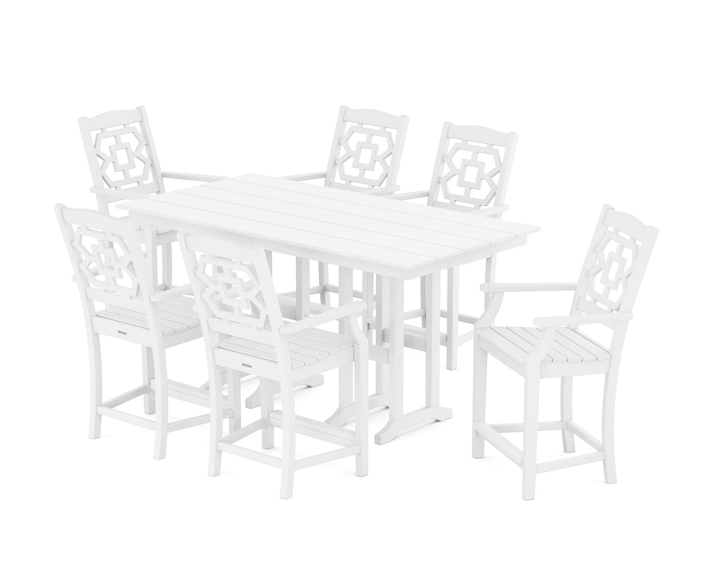 Chinoiserie Arm Chair 7-Piece Farmhouse Counter Set