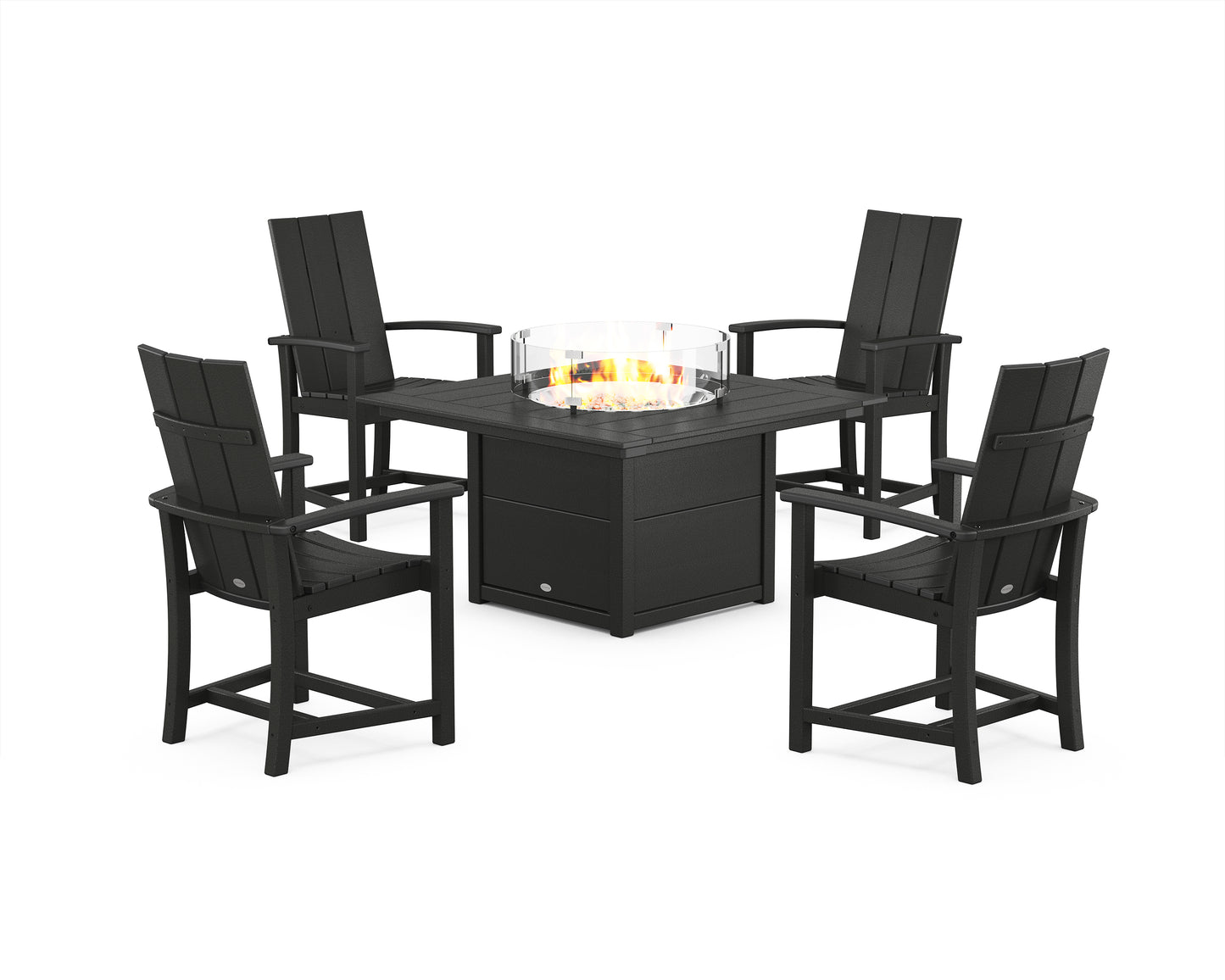 Modern 4-Piece Upright Adirondack Conversation Set with Fire Pit Table