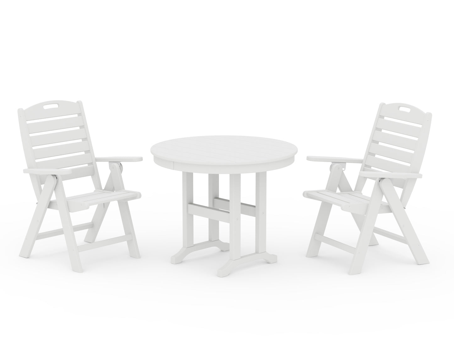Nautical Folding Highback Chair 3-Piece Round Dining Set
