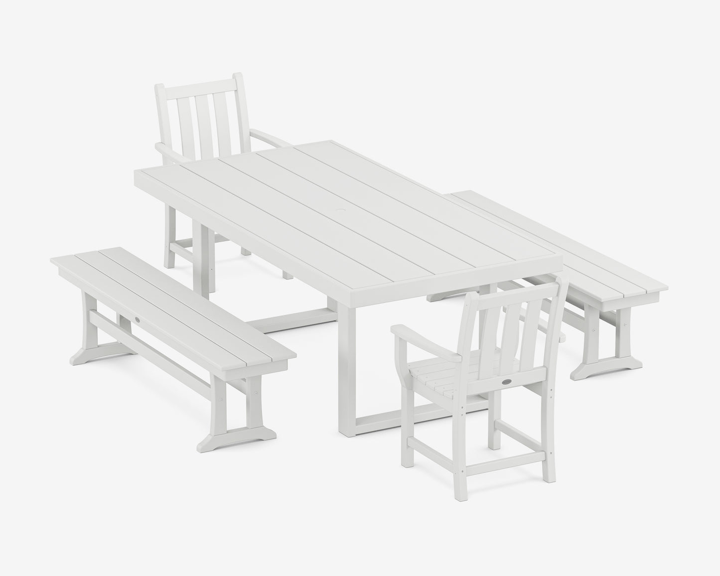 Traditional Garden 5-Piece Dining Set with Benches